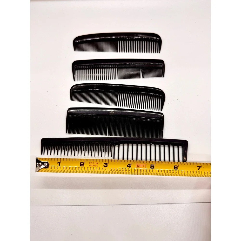 Vintage Black Hair‎ Comb Lot Conair Scunci Krest 6000 Unbreakable 5pc Set